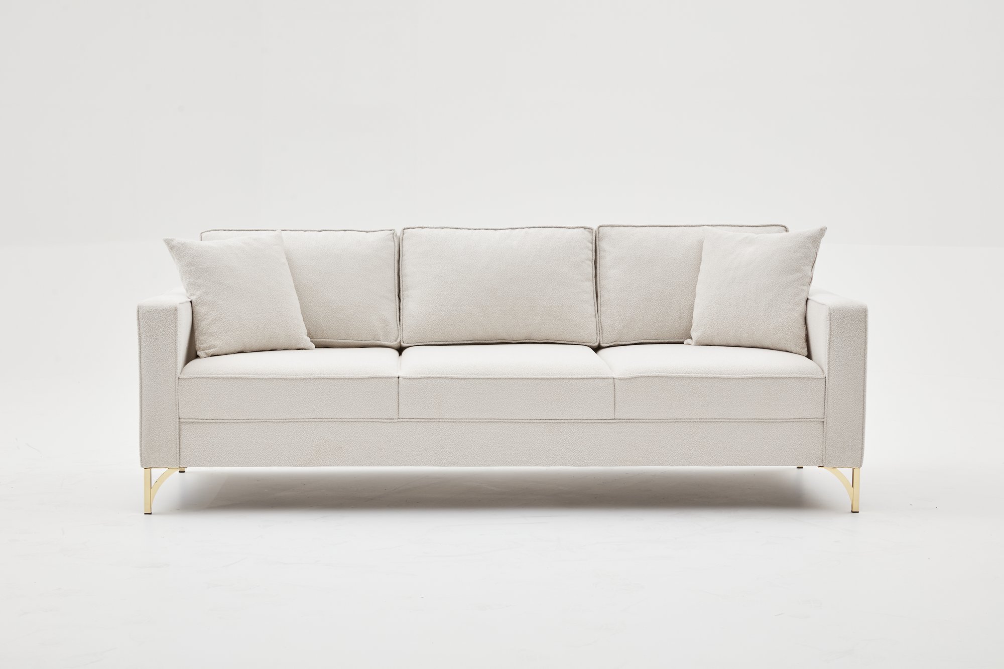 Hanah Home Třímístná pohovka BERLIN krémová se zlatou 222 cm