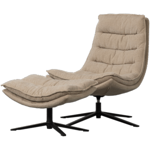 KUBE SWIVEL ARMCHAIR WITH HOCKER NATURAL