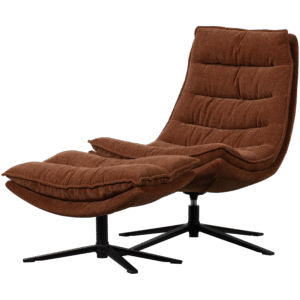 KUBE SWIVEL ARMCHAIR WITH HOCKER BROWN