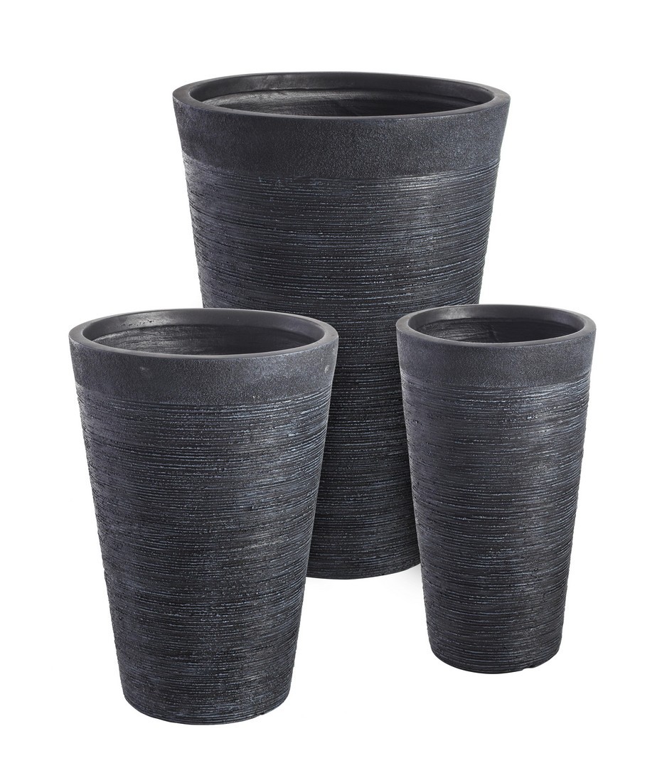 BIZZOTTO set 3 kulatých květináčů GRAFFITI černá