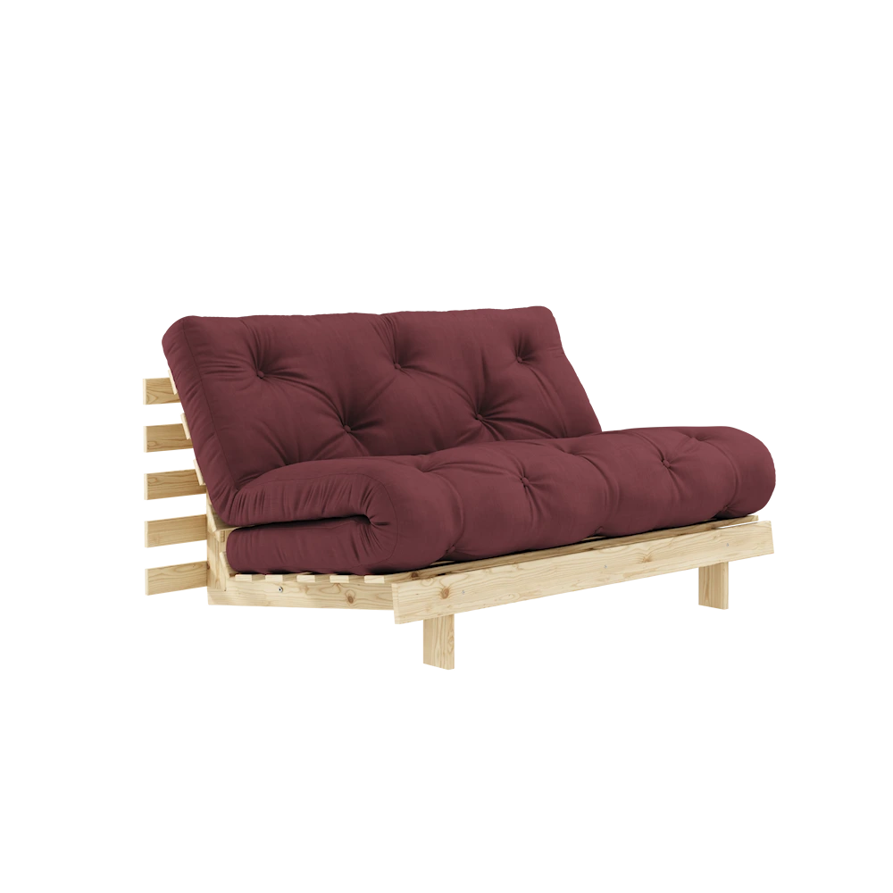 KARUP DESIGN Vínová rozkládací pohovka ROOTS s konstrukcí ze světlého dřeva 140x200 cm