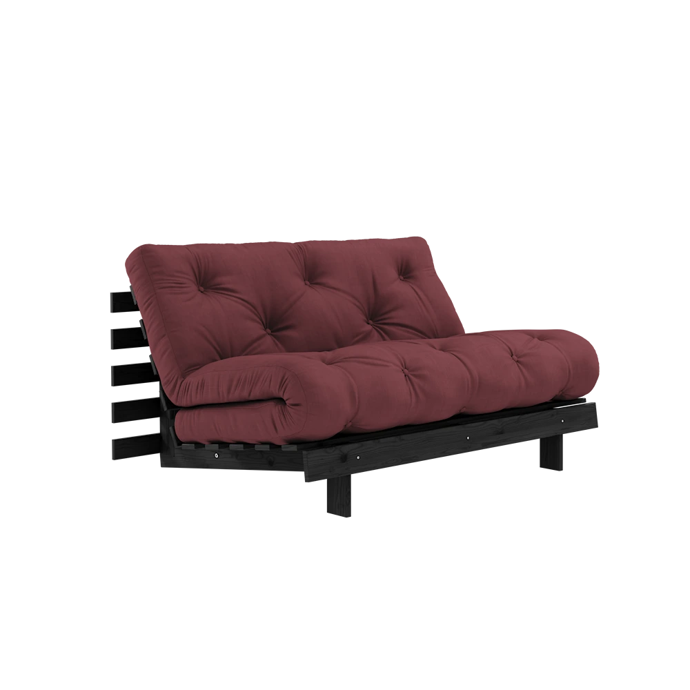 KARUP DESIGN Vínová rozkládací pohovka ROOTS s konstrukcí z černého dřeva 140x200 cm