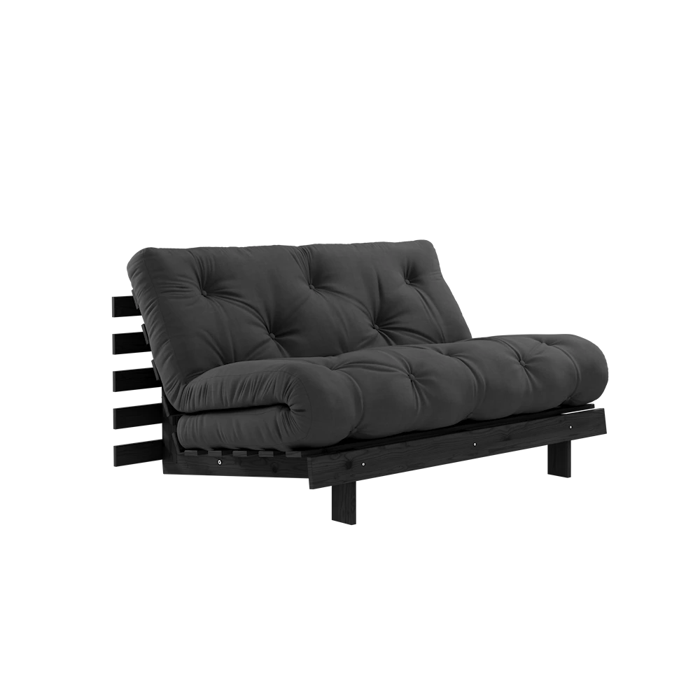 KARUP DESIGN Černá rozkládací pohovka ROOTS s konstrukcí z černého dřeva 140x200 cm