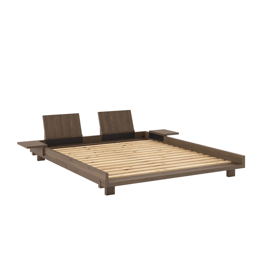 KARUP Dřevěná postel SOCIAL s nočními stolky 160x200 cm tmavě hnědá