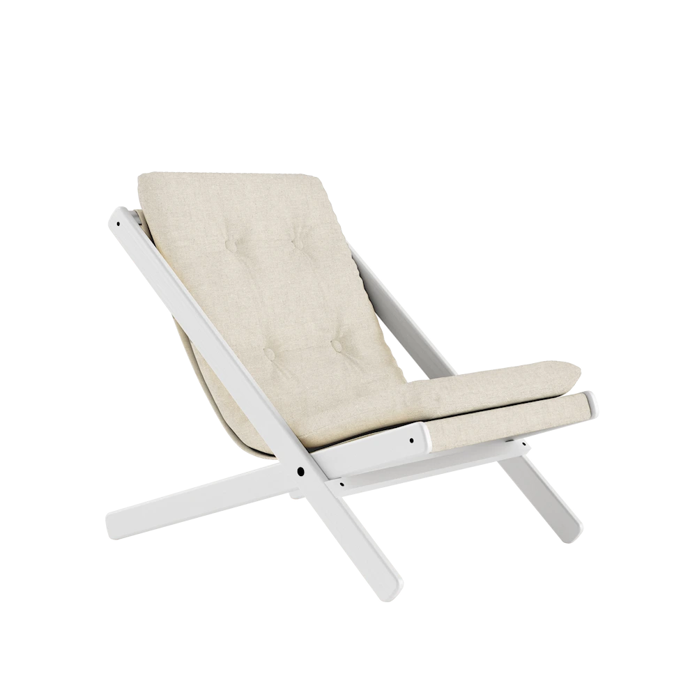 KARUP Skládací křeslo BOOGIE bíle lakované se lněným potahem