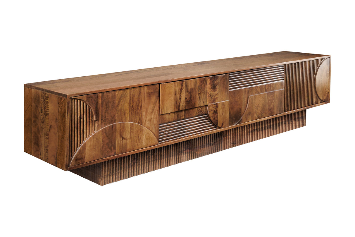 Invicta Mangový TV stolek ART DECO tmavě hnědý 200 cm
