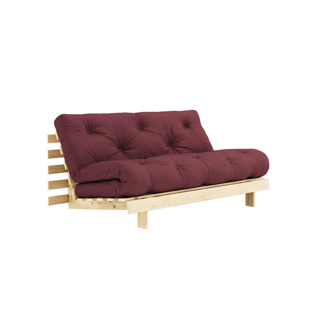KARUP DESIGN Vínová rozkládací pohovka ROOTS s konstrukcí ze světlého dřeva 160x200 cm