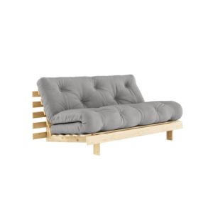 KARUP DESIGN Šedá rozkládací pohovka ROOTS s konstrukcí ze světlého dřeva 160x200 cm
