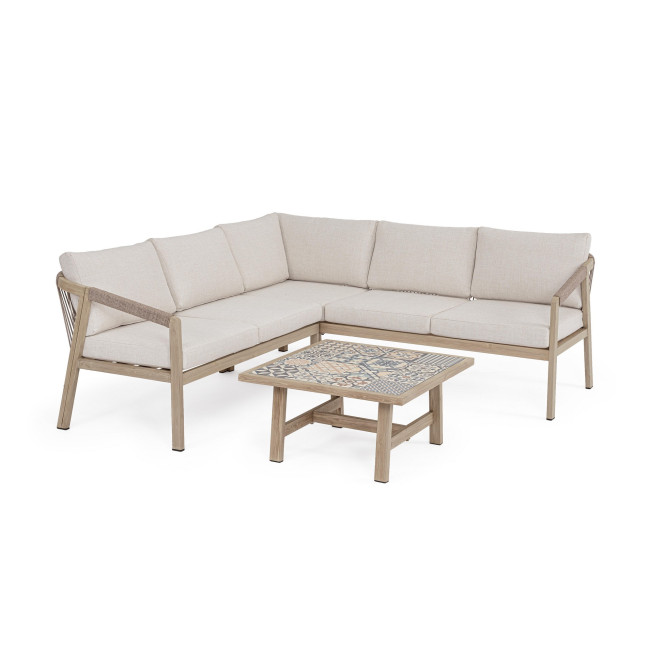 BIZZOTTO Zahradní set rohové pohovky a stolku KALIMERA světlý