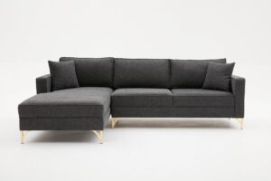 Hanah Home Rohová pohovka BERLIN antracitová se zlatou levá 258 cm